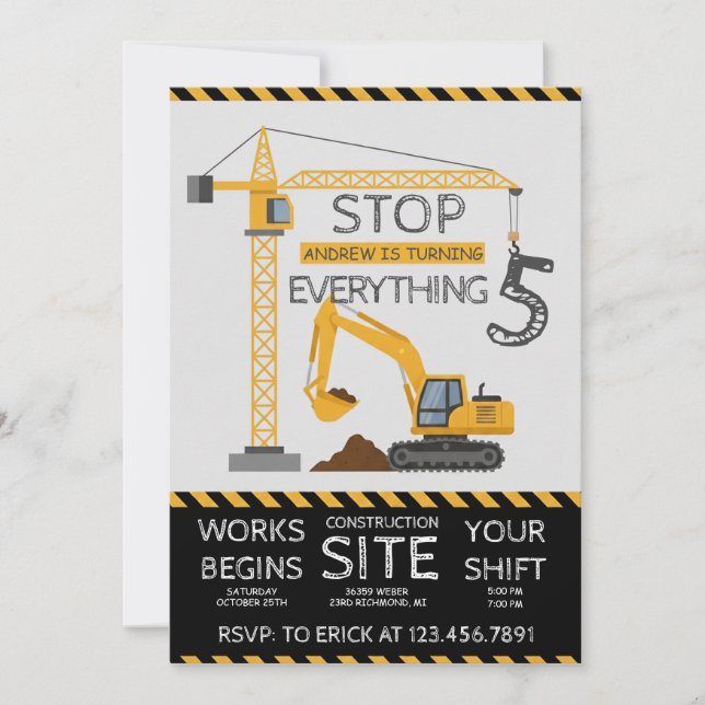 Custom Modern Dump Truck birthday party Invitation (Front)