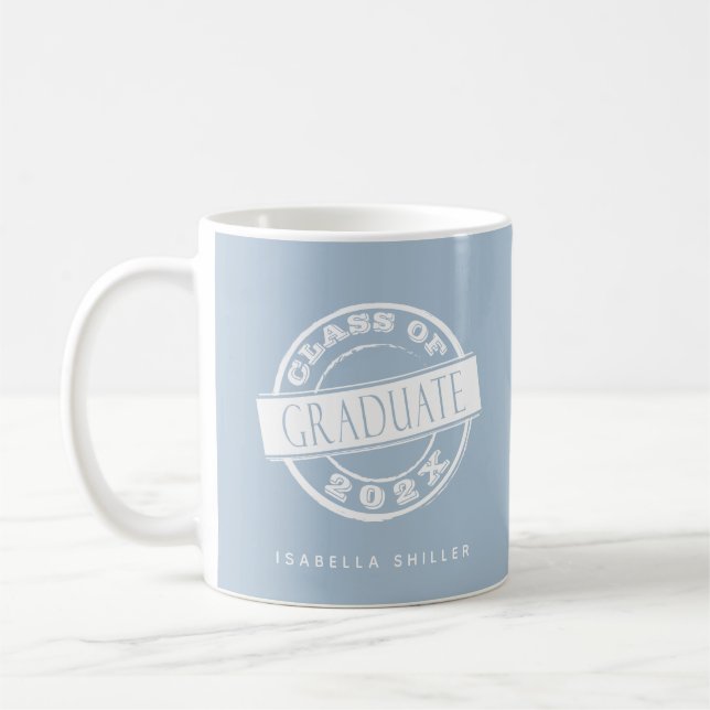 Custom Modern Dusty Blue  Coffee Mug (Left)