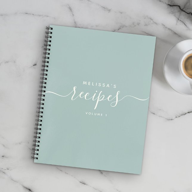 Custom Modern Dusty Blue Elegant Script Recipe Not Notebook (Creator Uploaded)