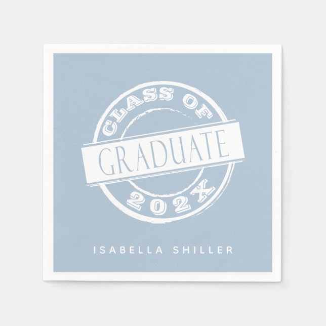 Custom Modern Dusty Blue Graduate Napkin (Front)