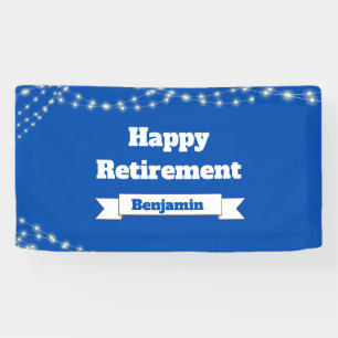 Custom Modern Elegant Blue Happy Retirement Banner