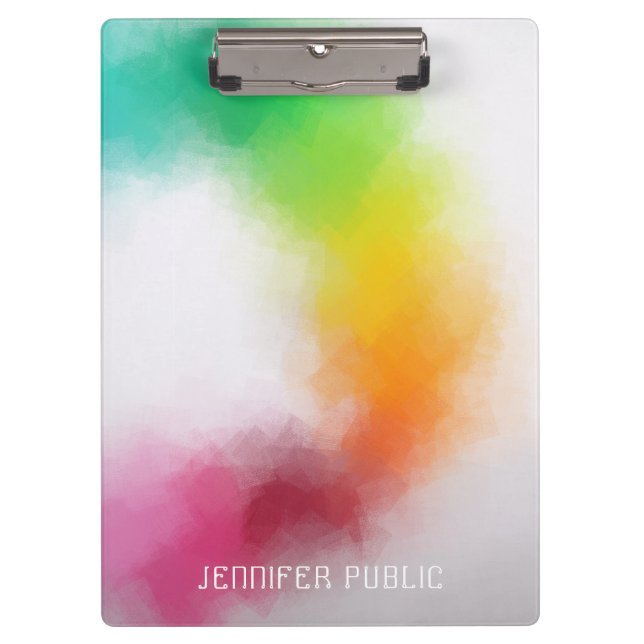 Custom Modern Elegant Colourful Abstract Art Work Clipboard (Front)