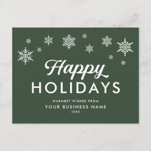 Custom Modern Elegant Corporate Logo Emerald Holiday Postcard