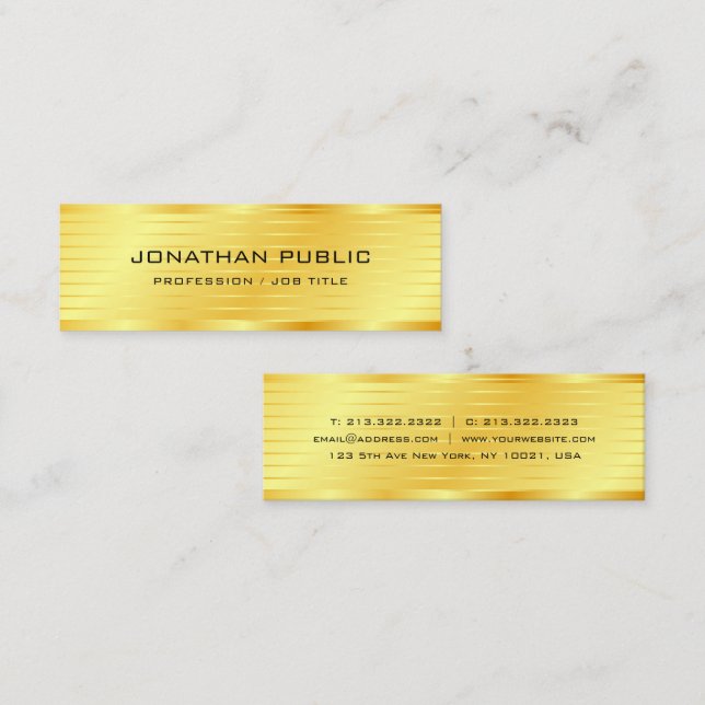 Custom Modern Elegant Gold Look Premium Silk Mini Business Card (Front/Back)