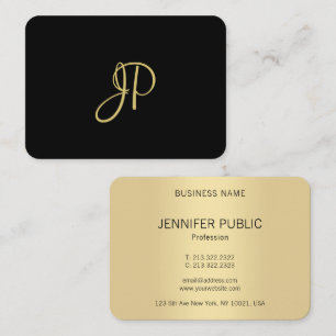 Custom Modern Elegant Gold Monogram Template Business Card