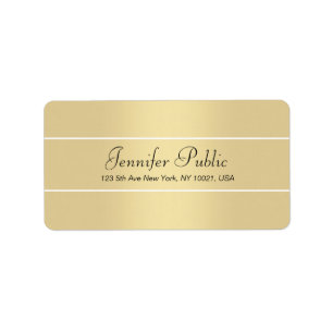Custom Modern Elegant Gold White Script Name Label