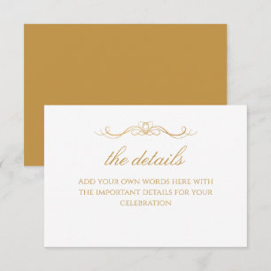 Custom Modern Elegant Gold & White Wedding Details Enclosure Card