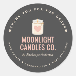 Custom Modern Elegant Handmade Candle Business Classic Round Sticker