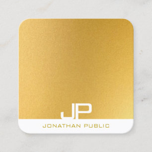 Custom Modern Elegant Monogram Gold Look Template Square Business Card