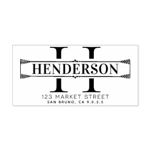 CUSTOM MODERN & ELEGANT MONOGRAM  RETURN ADDRESS RUBBER STAMP