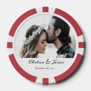 Custom Modern Elegant Photo Calligraphy Script  Poker Chips