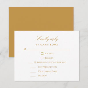 Custom Modern Elegant Script Gold & White Wedding RSVP Card