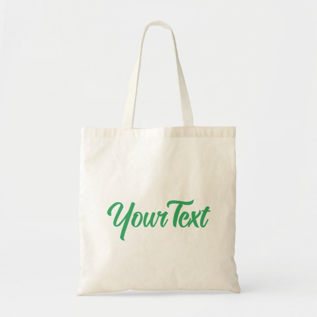 Custom Modern Elegant Sea Green Script Text Tote Bag (Front)
