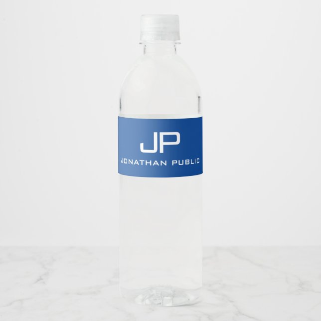 Custom Modern Elegant Simple Design Monogram Water Bottle Label (Front)