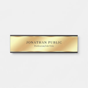 Custom Modern Elegant Template Black & Gold Luxe Door Sign