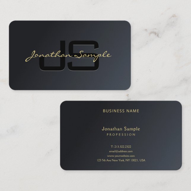 Custom Modern Elegant Template Black Gold Luxury Business Card (Front/Back)