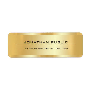 Custom Modern Elegant Template Gold Return Address