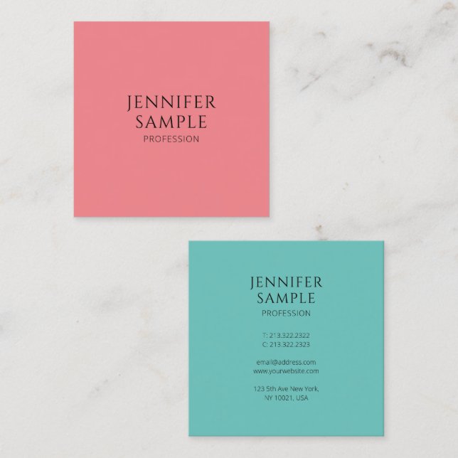 Custom Modern Elegant Trend Colours Template Square Business Card (Front/Back)