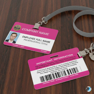 Custom Modern Employee With Photo, Barcode, Logo ID Badge