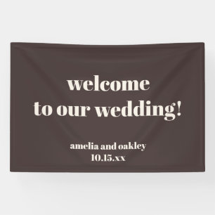 Custom Modern Fall Brown Wedding Custom Welcome Banner