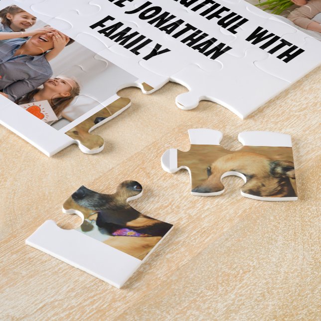 Custom Modern Family 14 Photo Collage Template Jigsaw Puzzle (Side)