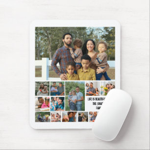 Custom Modern Family 14 Photo Collage Template Mouse Pad