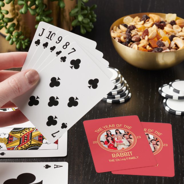 Custom Modern Family Chinese New Year Photo Playing Cards (In Situ)