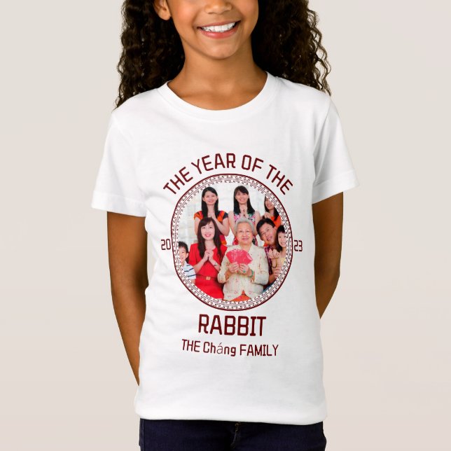 Custom Modern Family Chinese New Year Photo T-Shirt (Front)