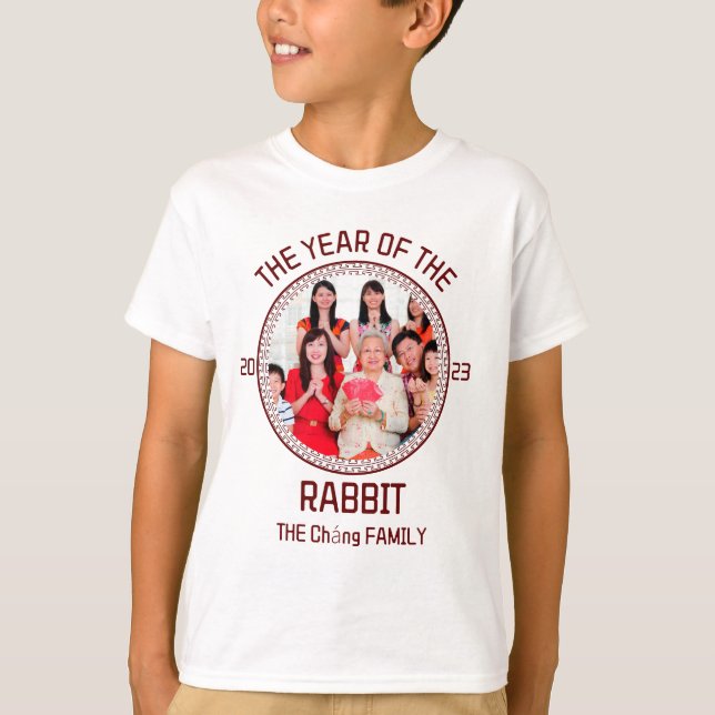Custom Modern Family Chinese New Year Photo T-Shirt (Front)