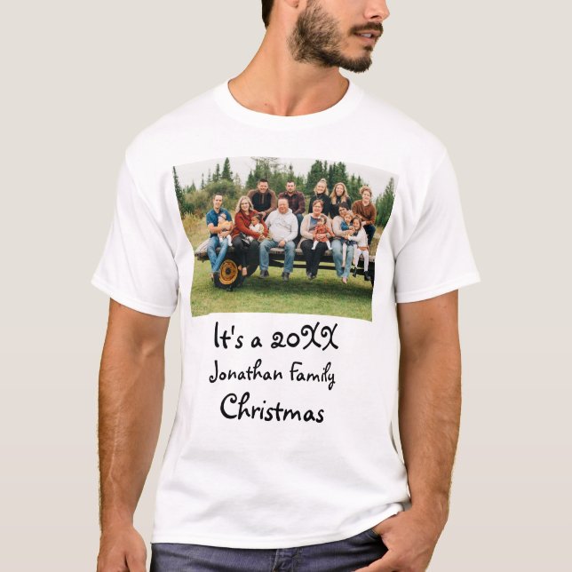 Custom Modern Family Christmas photo T-Shirt (Front)