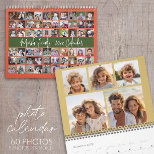 Custom Modern Family Olive Terra Cotta - 60 Photo Calendar