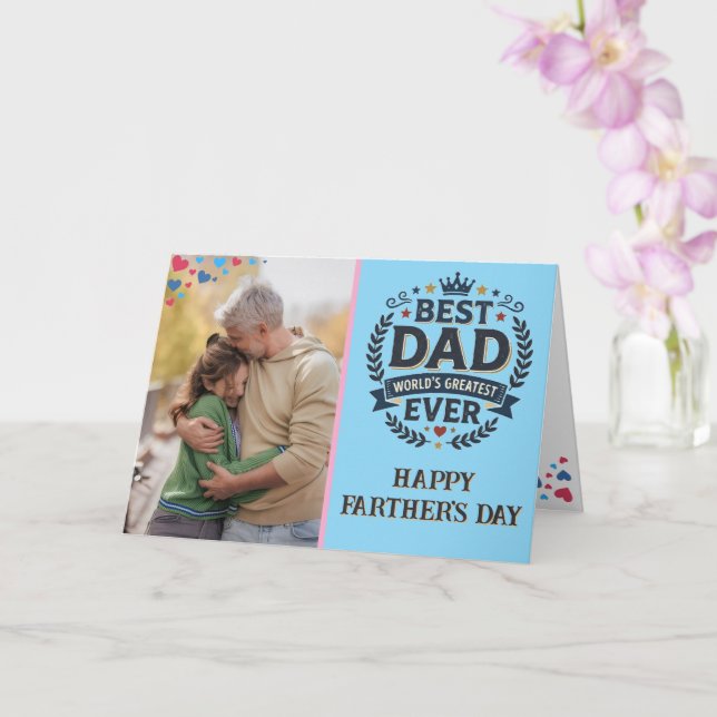 Custom Modern Father's Day Photo-text Card (Orchid)