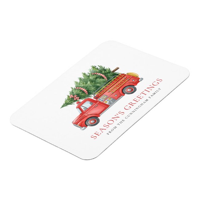 Custom Modern Firefighter Christmas Fire Truck  Magnet (Left Side)