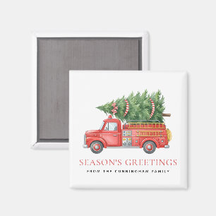 Custom Modern Firefighter Christmas Fire Truck  Magnet