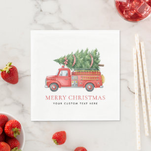 Custom Modern Firefighter Christmas Fire Truck Napkin
