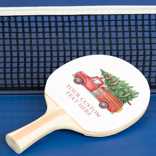 Custom Modern Firefighter Christmas Fire Truck  Ping Pong Paddle (Insitu)