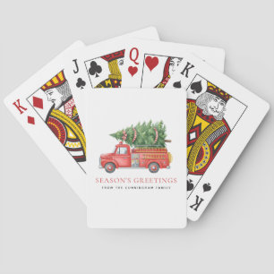 Custom Modern Firefighter Christmas Fire Truck  Playing Cards
