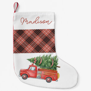 Custom Modern Firefighter Christmas Fire Truck  Small Christmas Stocking