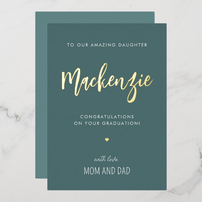 Custom Modern Foil Daughter Graduation Card (Front/Back)