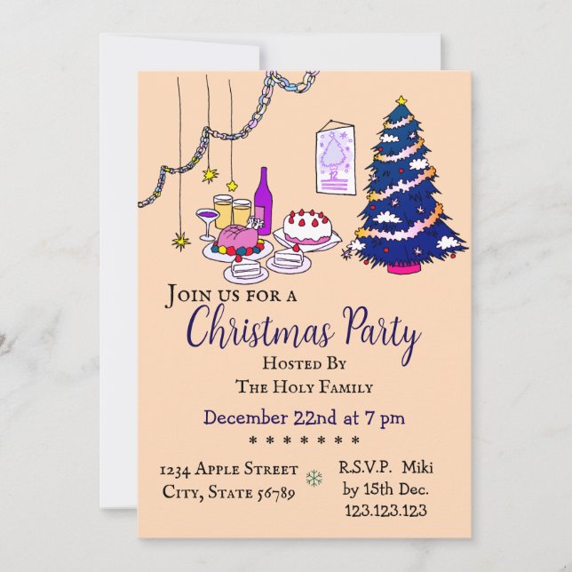Custom Modern Fun Holiday Christmas Pink Invitation (Front)