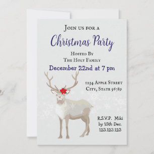 Custom Modern Fun Holiday Christmas Reindeer Invitation