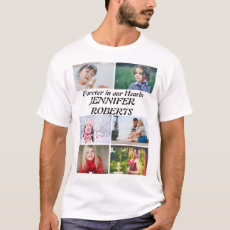 Custom modern Funeral 6 Photo Collage T-Shirt