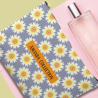 Custom modern girly floral bright purple chic accessory pouch
