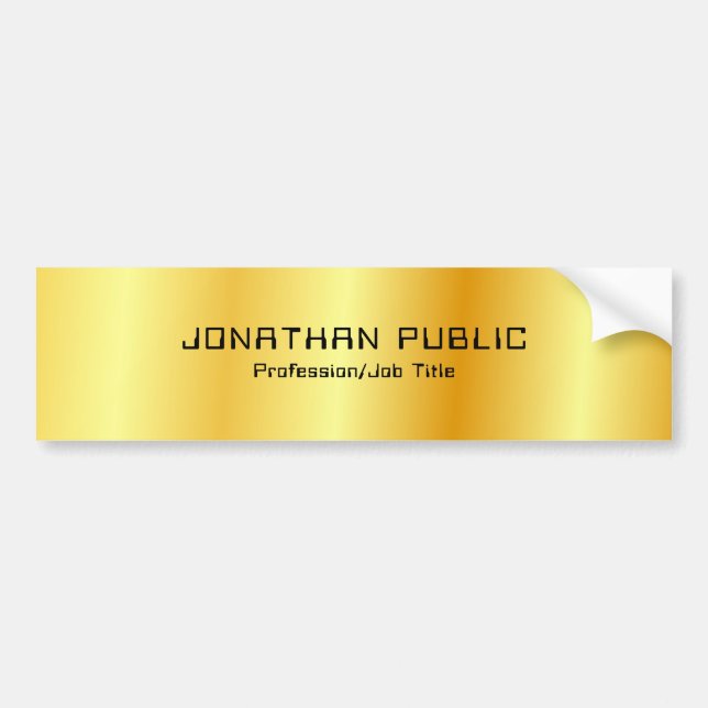 Custom Modern Glamour Template Faux Gold Trendy Bumper Sticker (Front)
