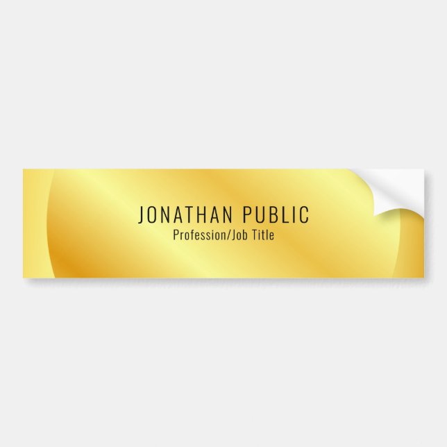 Custom Modern Glamourous Gold Look Template Bumper Sticker (Front)