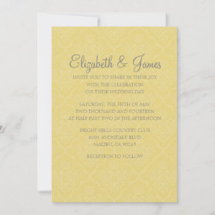Custom Modern Gold Damask Wedding Invitations
