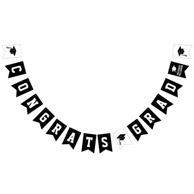 Custom Modern Grad Hat 'Congrats Grad' Graduation Bunting (All)