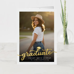 Custom Modern Graduate Typography Graduation  Foil Holiday Card