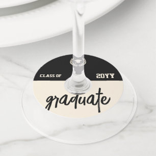 Custom Modern Graduation Party Wine Glass Tag