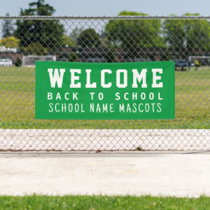 Custom Modern Green Welcome Back to School Mascots Banner
